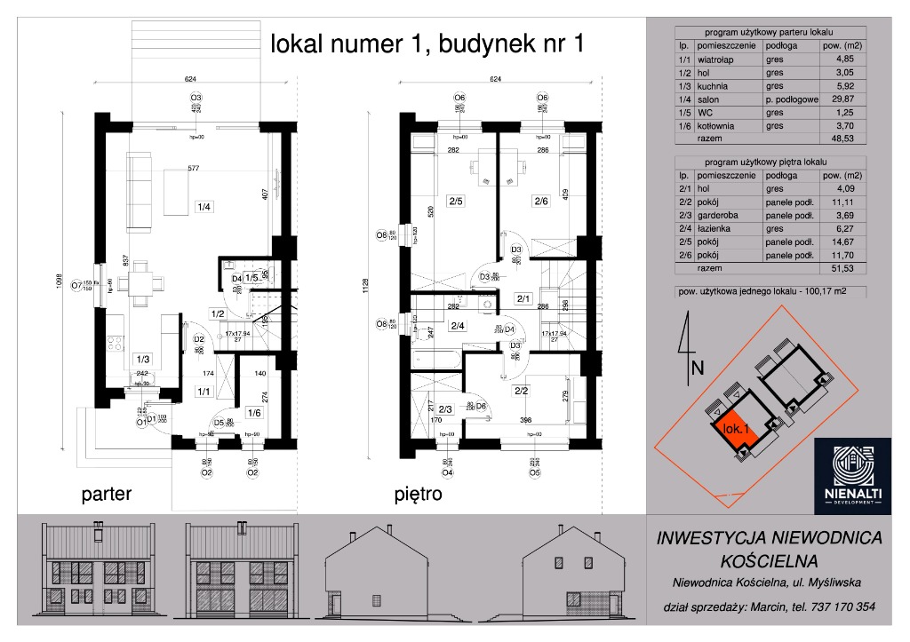 Rzut lokalu - Lokal numer 1, budynek nr 1