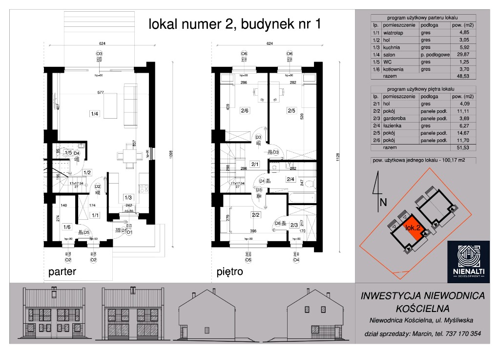 Rzut lokalu - Lokal numer 2, budynek nr 1