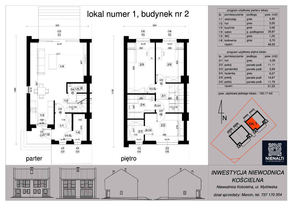 Rzut lokalu - Lokal numer 1, budynek nr 2